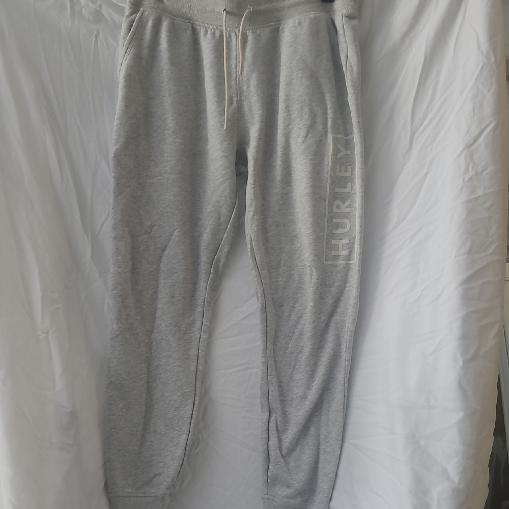 Hurley Gray Joggers Elastic Waistband Tapered Fit